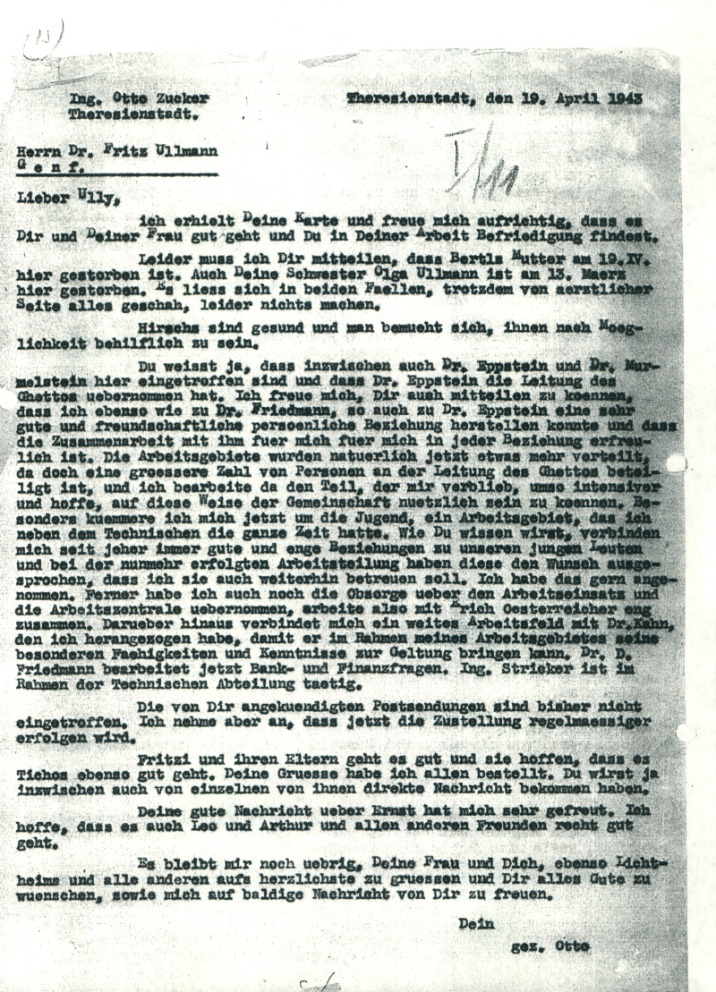 befriedigung in der öffentlichkeit Zucker, Otto: Letters from Terezín to Fritz Ullmann to Geneva